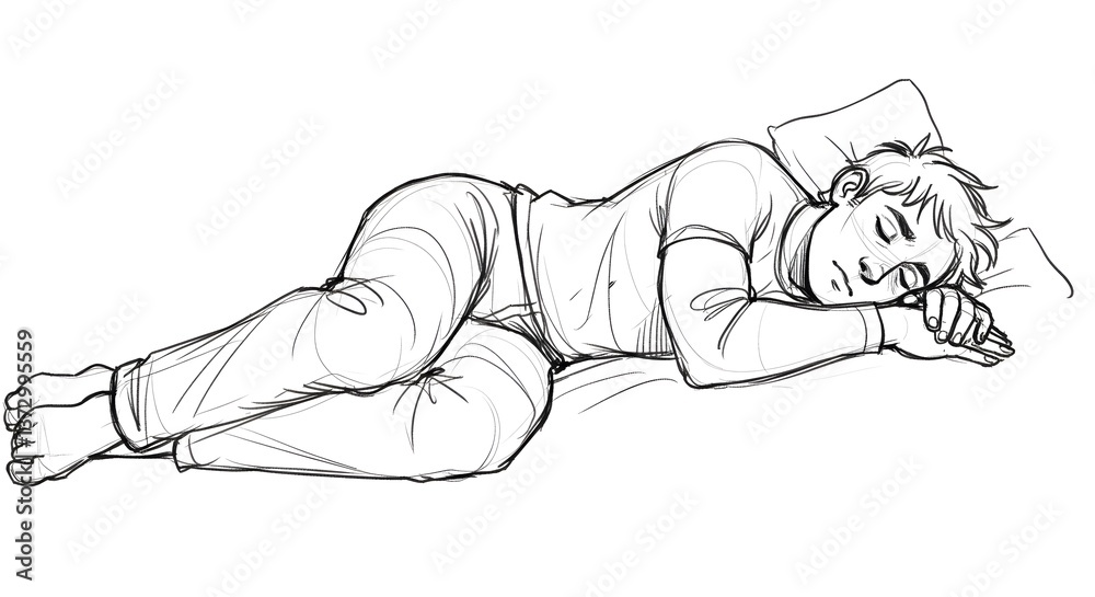 Fototapeta premium Person Lying Down Sketch