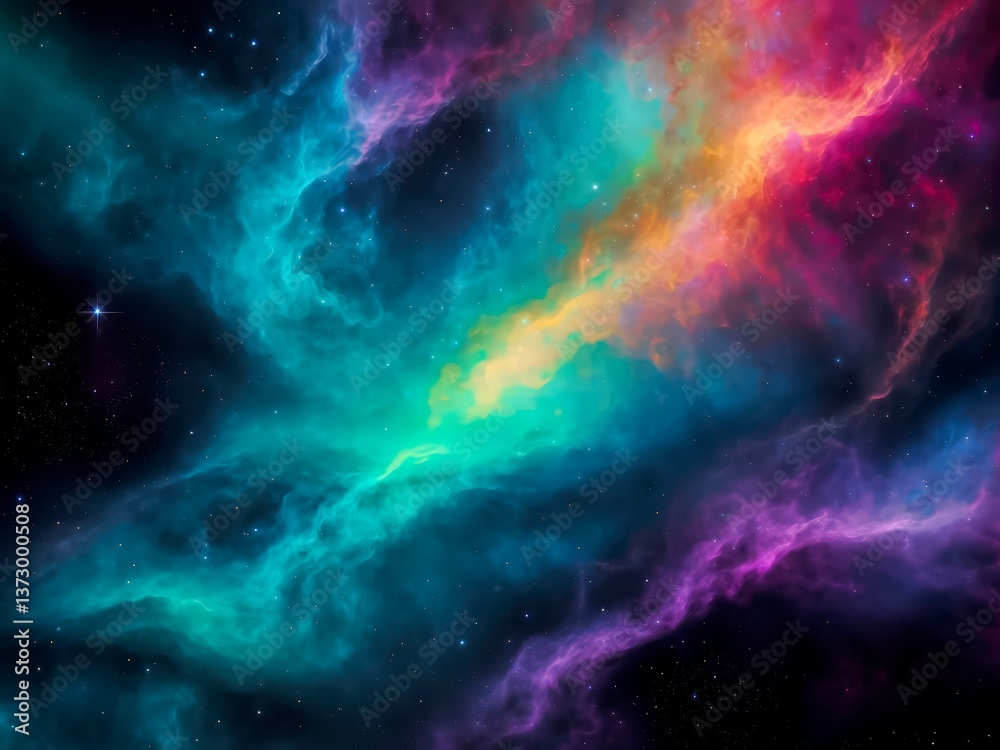 Fototapeta premium Nebula with rainbow colors in deep space. 