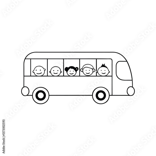 vector bus icon coloring book