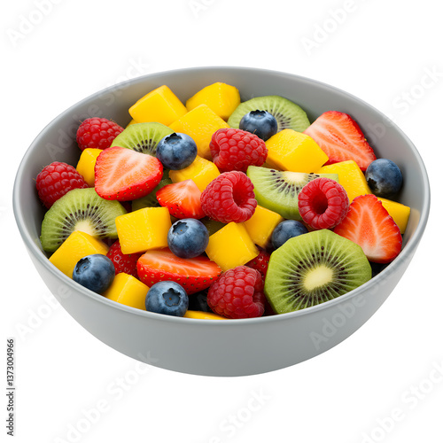 Vibrant Fresh Fruit Salad Bowl isolated on transparent background