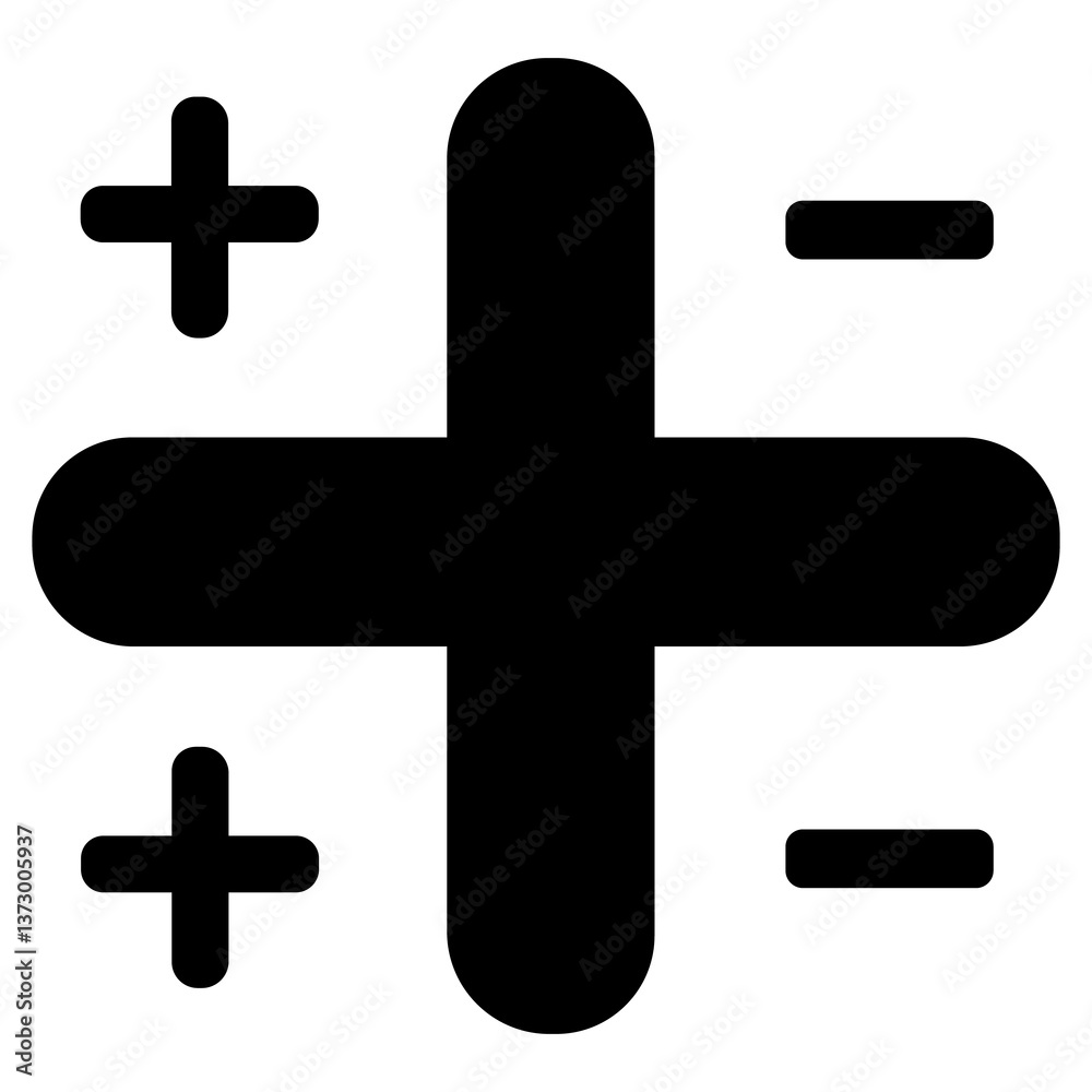 Obraz premium Plus Minus Symbol Vector Illustration Math Signs Icon
