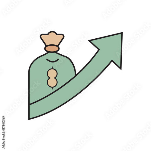 Conceptual Illustration Depicting Usury with a Dollar Sign Money Bag and Upward Arrow Representing High-Interest Rates and Financial Burden