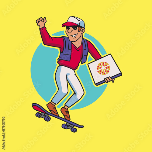 Skateboard Pizza Delivery Vector
