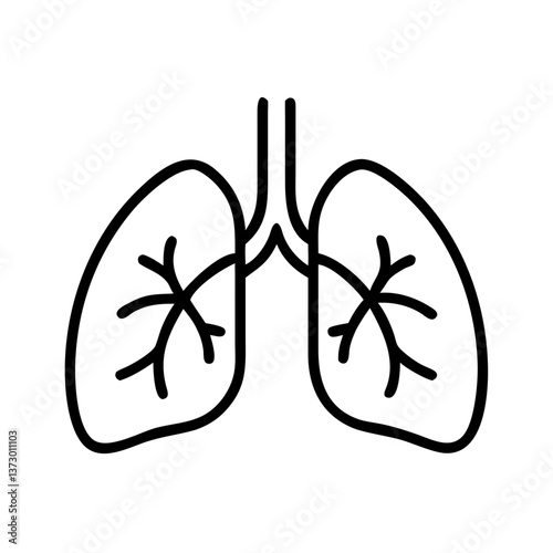 Line art of human lungs.