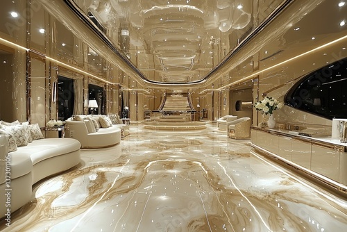 Luxurious yacht interior: elegance and extravagance abound.