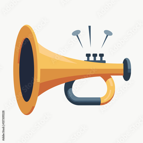 Bright trumpet with sound waves, colorful illustration