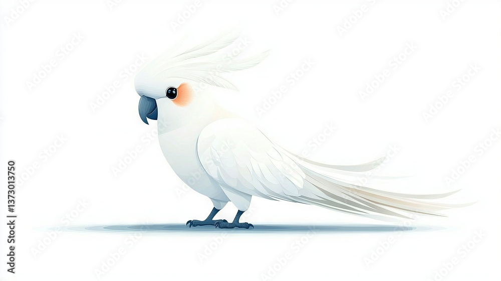 Obraz premium A white Cockatoo perched atop its hind legs, wings outstretched, and gaze shifted to the side