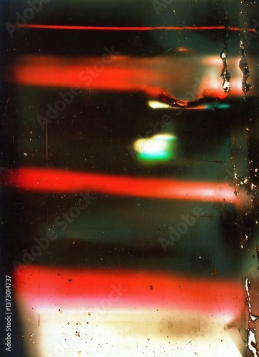 Old Cinematic Frame with Glitch Effect and Grainy Surface