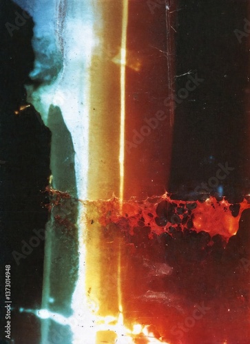 Grunge Film Negative with Color Fading and Light Leak