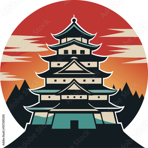 vector illustration of pagoda