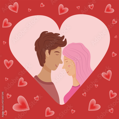 A couple in love a flat vector illustration 