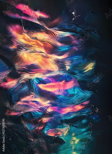 Iridescent Metallic Surface Pattern with Shiny Light Effects