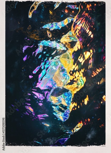 Colorful Crinkled Foil Background with Rainbow Shine