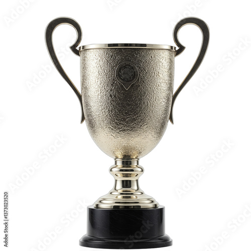 Detailed textured trophy with elegant handles on a seamless white backdrop