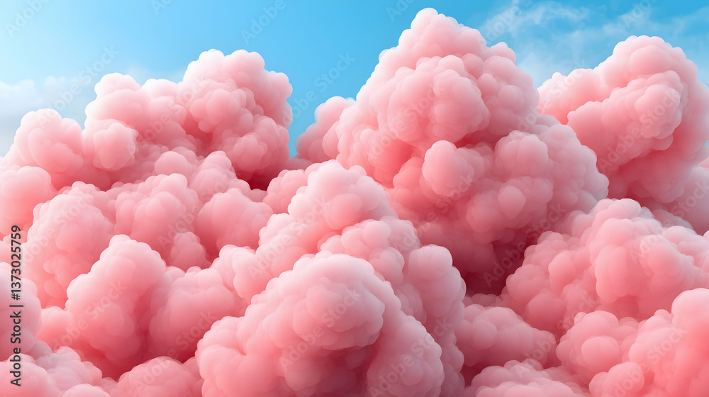 Obraz premium Pink Fluffy Clouds in a Light Blue Sky