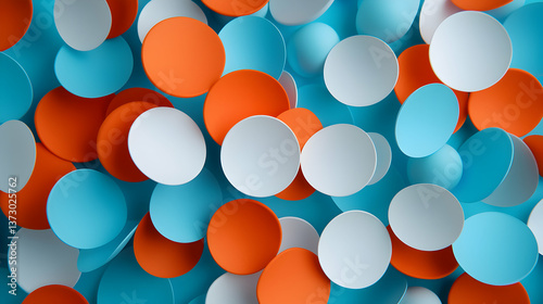 Abstract Background with Overlapping Blue Orange and White Circles