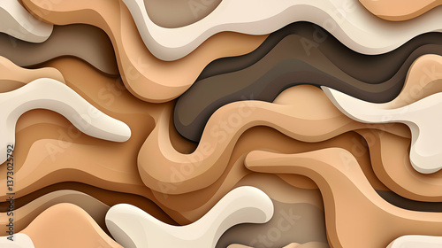Abstract Beige Brown Cream Wave Background Texture