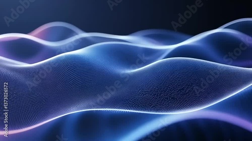 Abstract visualization of flowing waves in blue and purple hues, creating a serene digital landscape