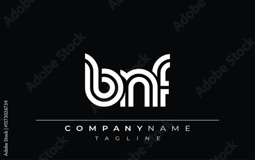BNF Creative Unique Modern Letter Logo Design. Stylized logo featuring a unique letter design, presenting abstract minimalist aesthetics and modern appeal