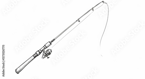 Fishing Rod with Line Sketch