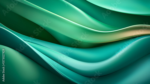 Abstract Green Fluid Waves Background