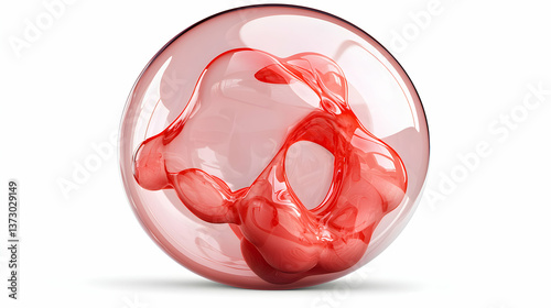 Abstract Red Gel Sphere with Organic Form