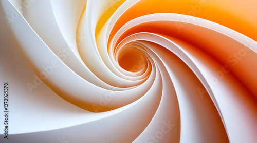 Abstract Spiral Paper Design in Orange and White
