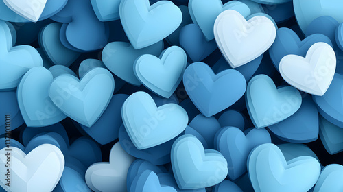 Blue Heart Pile 3D Render Abstract Background