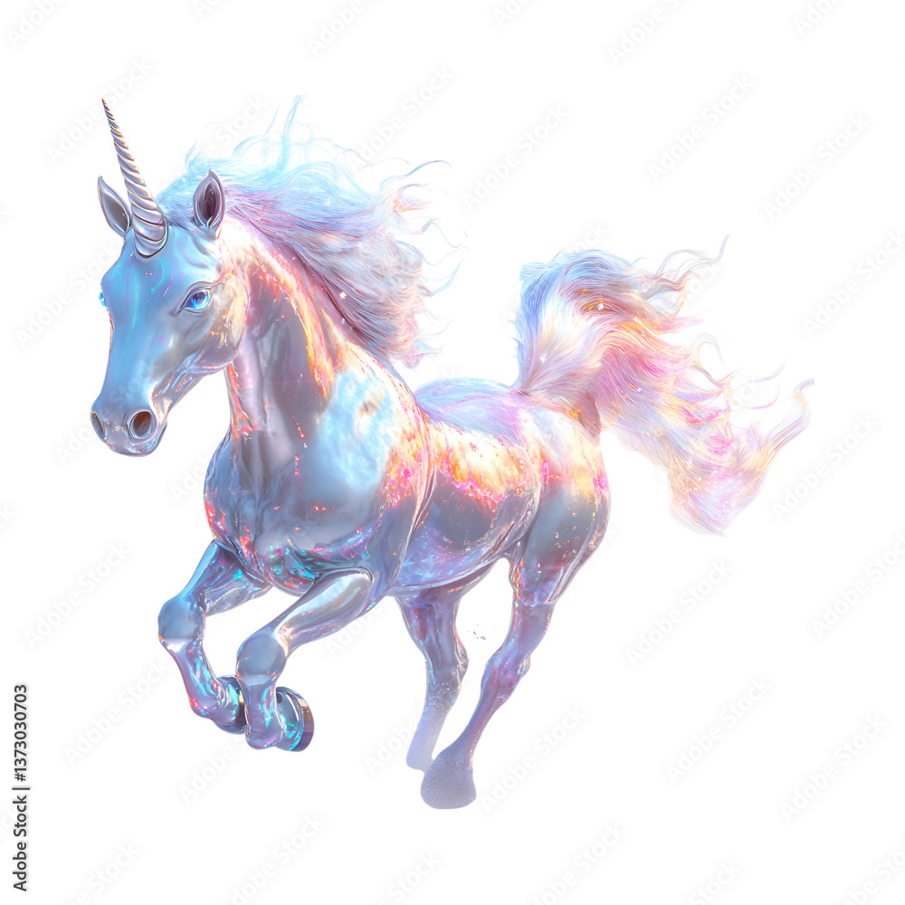 Digital Unicorn with Radiant Holographic Mane Isolated on Transparent Background Digital Unicorn with Radiant Holographic Mane Isolated on Transparent Background