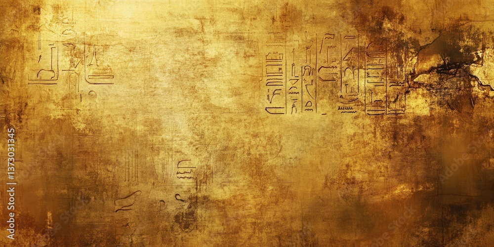 Fototapeta premium Ancient Parchment's Secrets: A textured, aged parchment scroll bearing cryptic symbols and rich golden hues, evoking the mysteries of ancient civilizations and timeless historical narratives.