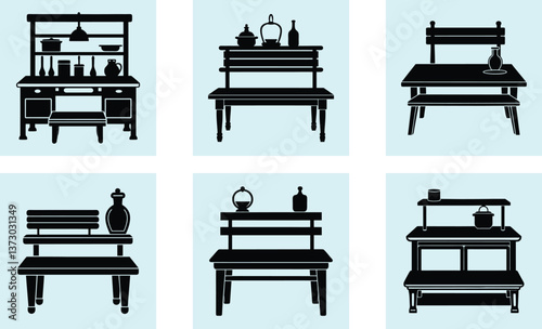 Kitchen Bench silhouette vector
