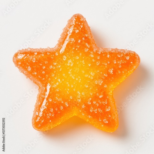 Star-shaped gummy candy in orange and yellow gradient