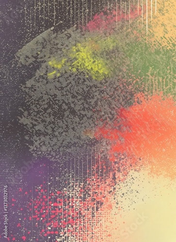 Abstract Halftone Texture with Blurred Motion and Vivid Colors

