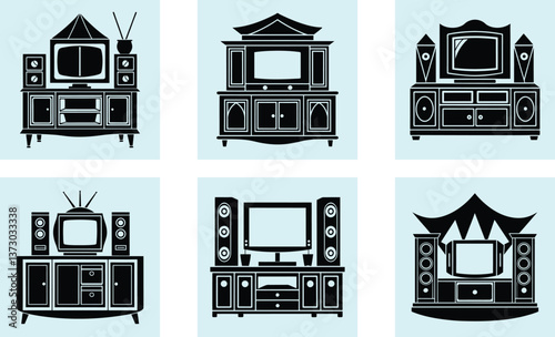 Entertainment Center silhouette vector
