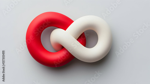 Red And White Intertwined Infinity Symbol On Gray Background