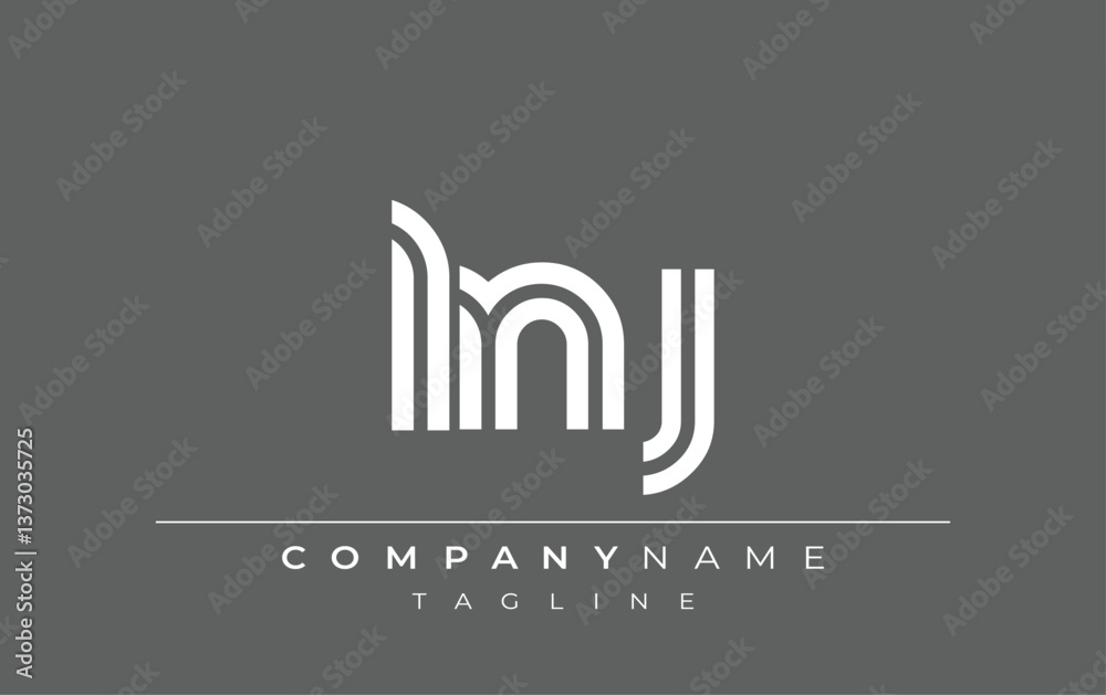 Fototapeta premium LNJ Creative Unique Modern Letter Logo Design. Stylized logo featuring a unique letter design, presenting abstract minimalist aesthetics and modern appeal