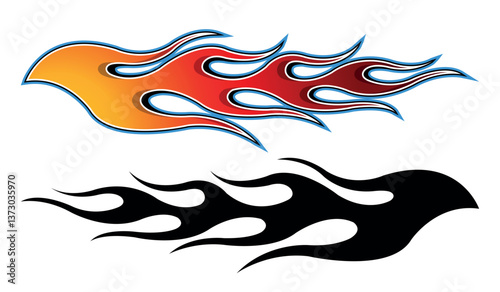 Vector fire Sports car flame side decal vinyl sticker. Race car tribal flames eps graphic. Side vehicle decoration for car, auto, truck, boat, suv, motorcycle.
