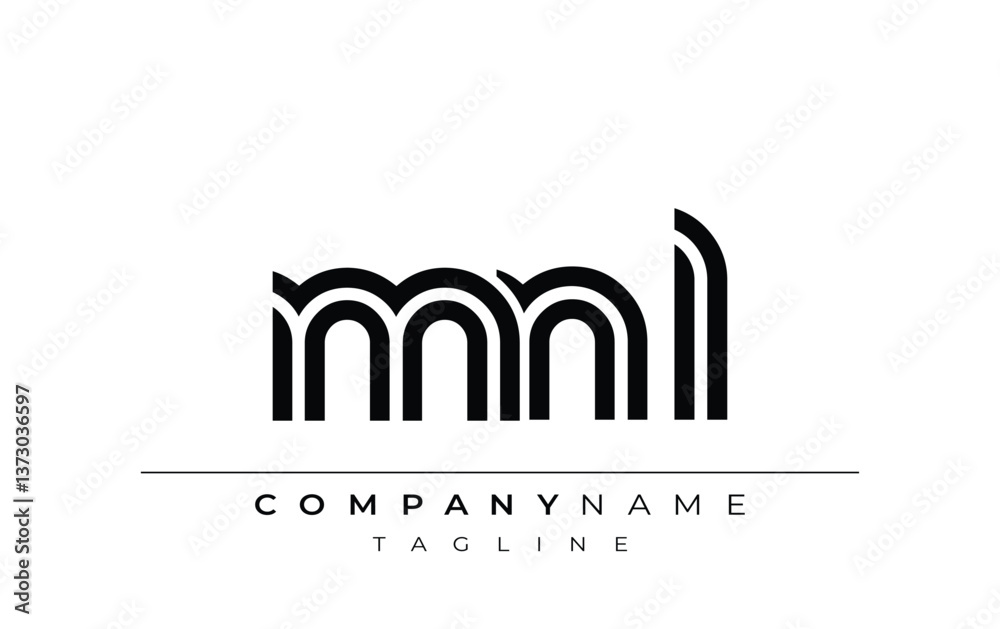 Fototapeta premium MNL Creative Unique Modern Letter Logo Design. Stylized logo featuring a unique letter design, presenting abstract minimalist aesthetics and modern appeal