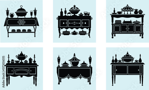 Buffet Table silhouette vector
