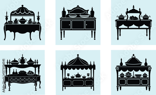 Buffet Table silhouette vector