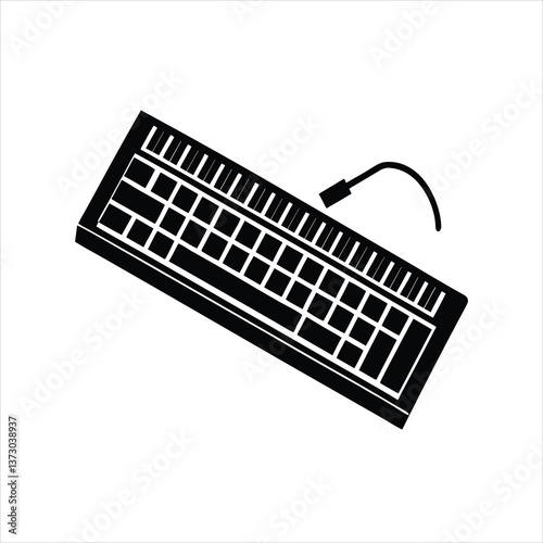 Minimalist Wired Keyboard Silhouette Logo Template