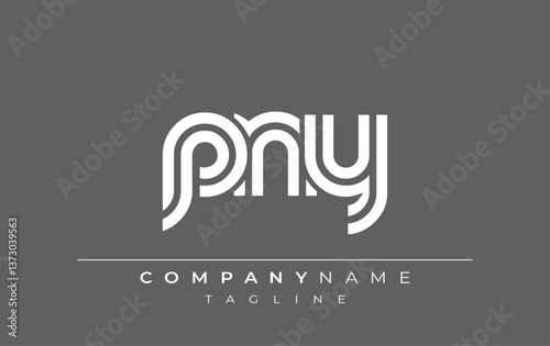 PNY Creative Unique Modern Letter Logo Design. Stylized logo featuring a unique letter design, presenting abstract minimalist aesthetics and modern appeal