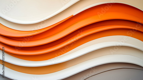 Abstract Orange and Beige Wave Background