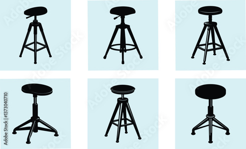 Adjustable Stool silhouette vector