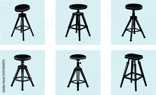 Adjustable Stool silhouette vector