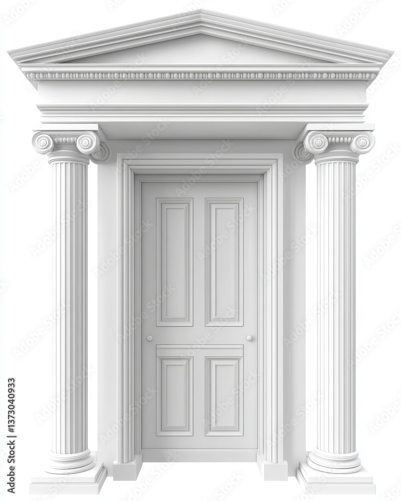 Fototapeta premium An old door with a white frame, isolated on a transparent backdrop