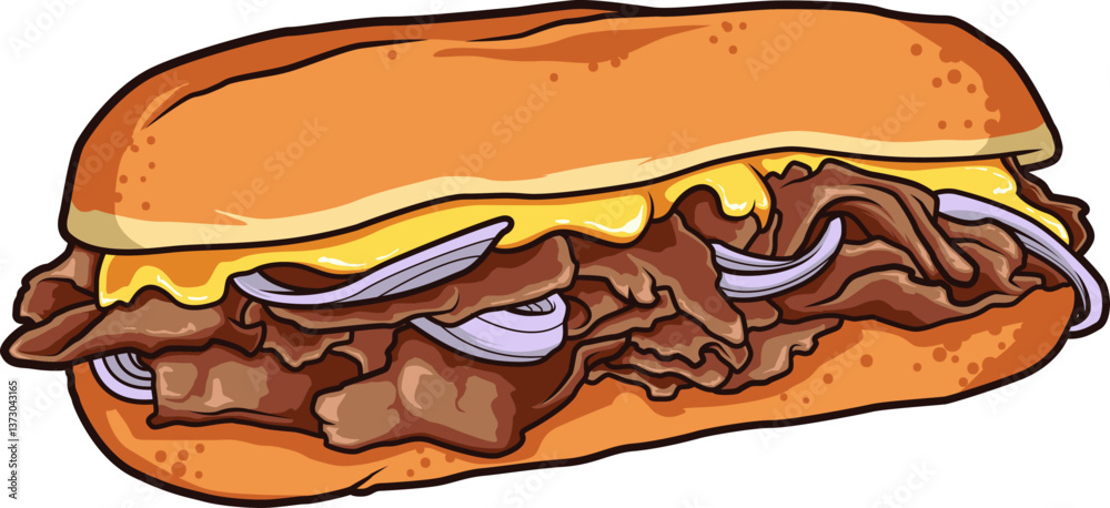 Das Philly Cheesesteak besteht aus saftigem Rindfleisch, geschmolzenem Käse und Zwiebeln im Baguette – deftig und würzig.
