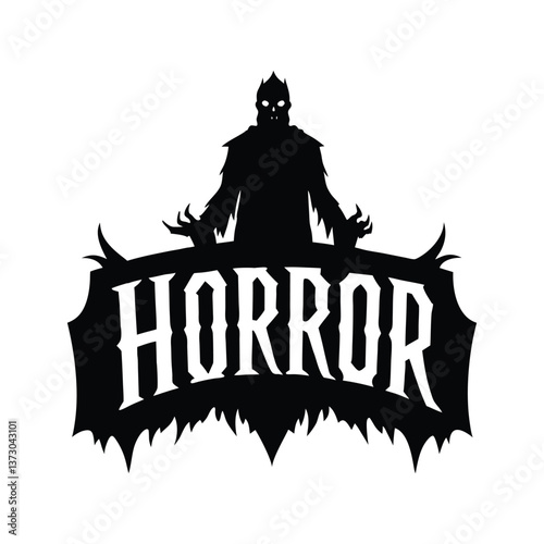 Classic horror movie poster vector silhouette.