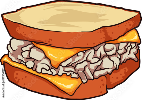 Das Tuna Melt ist ein cremiges Thunfischsandwich mit geschmolzenem Käse – heiß, deftig und voll Geschmack.
