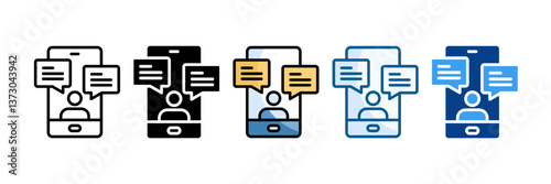 Messaging App Icon Set Multiple Style Collection